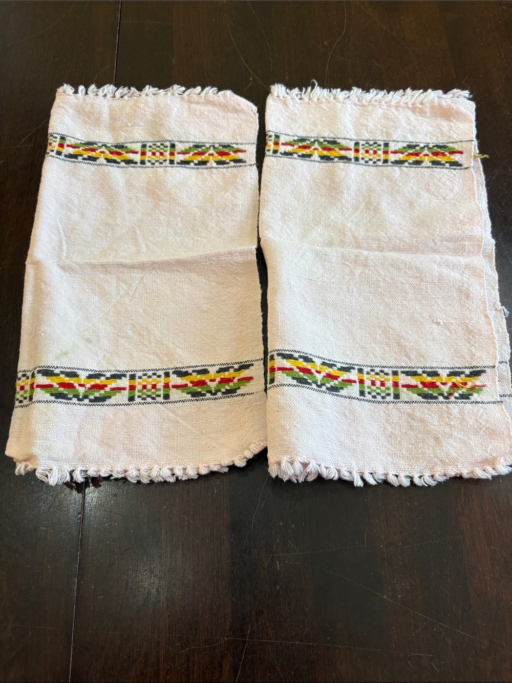 2 Southwest Aztec Napkins  with Colorful Trim